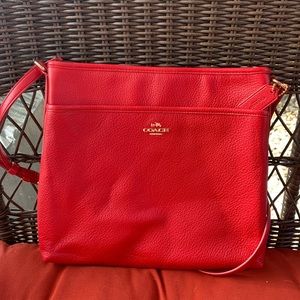 Brand new red leather Coach crossbody purse